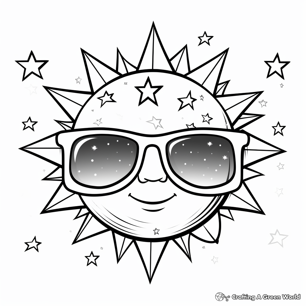 Cool Sun with Sunglasses Coloring Pages 4
