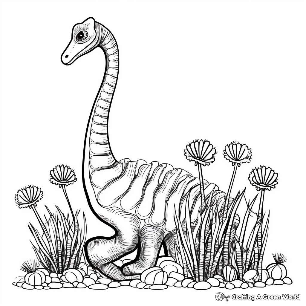 Corythosaurus and Plant Life Coloring Pages 2