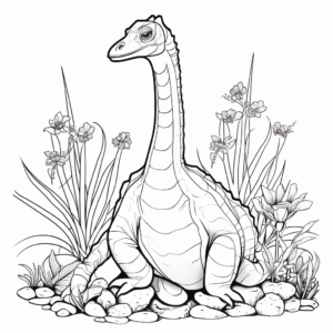 Corythosaurus and Plant Life Coloring Pages 3