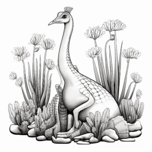 Corythosaurus and Plant Life Coloring Pages 4