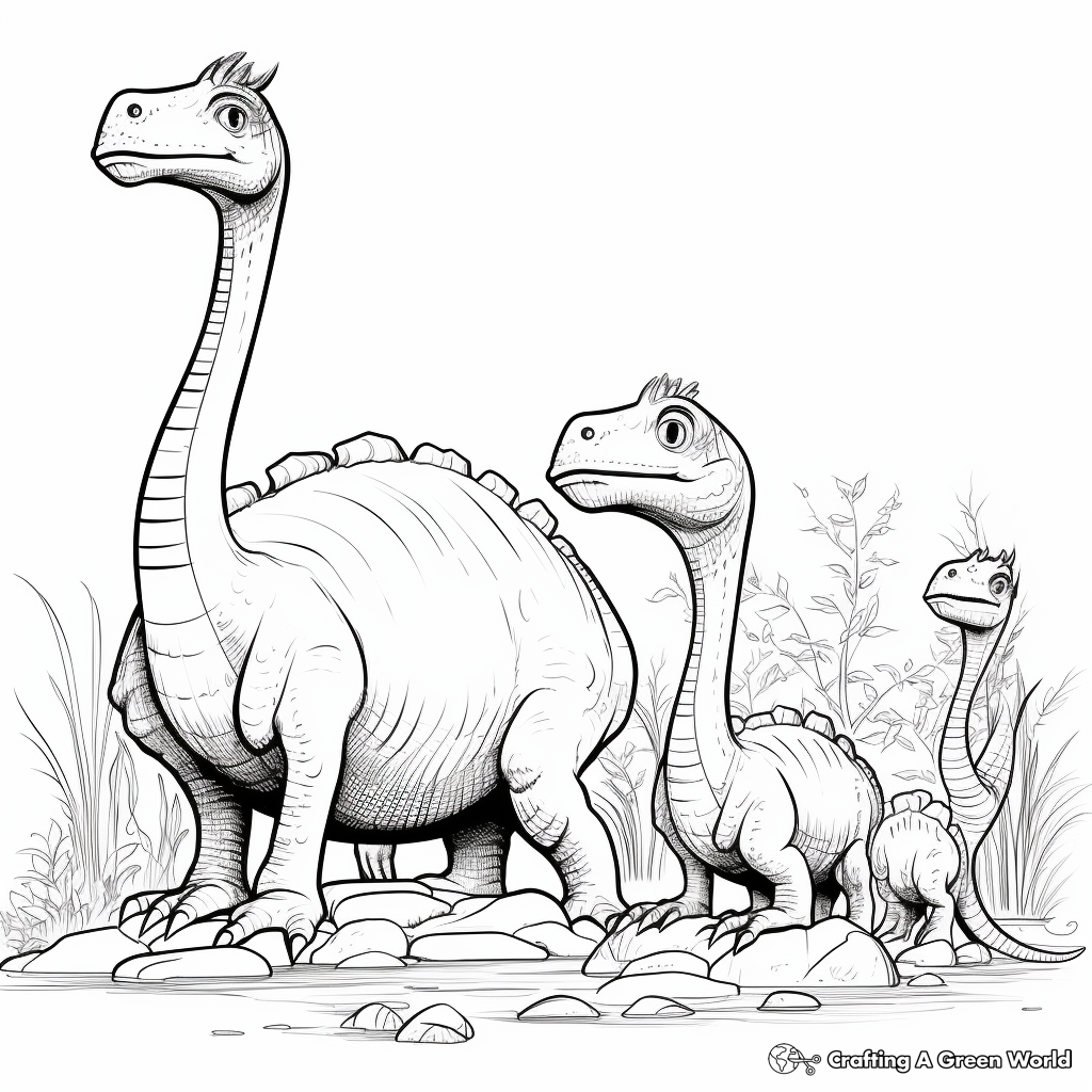 Corythosaurus Dinosaur Family Coloring Pages 1