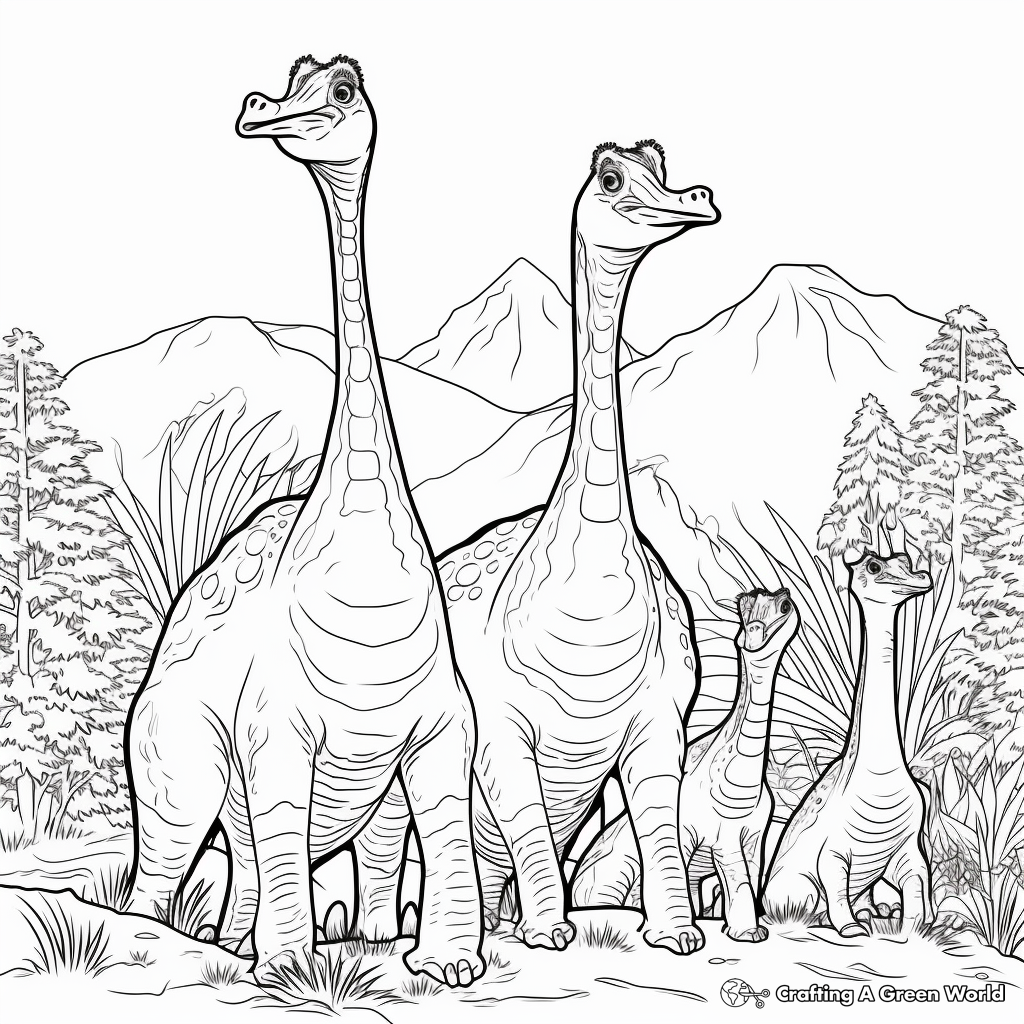 Corythosaurus Dinosaur Family Coloring Pages 4