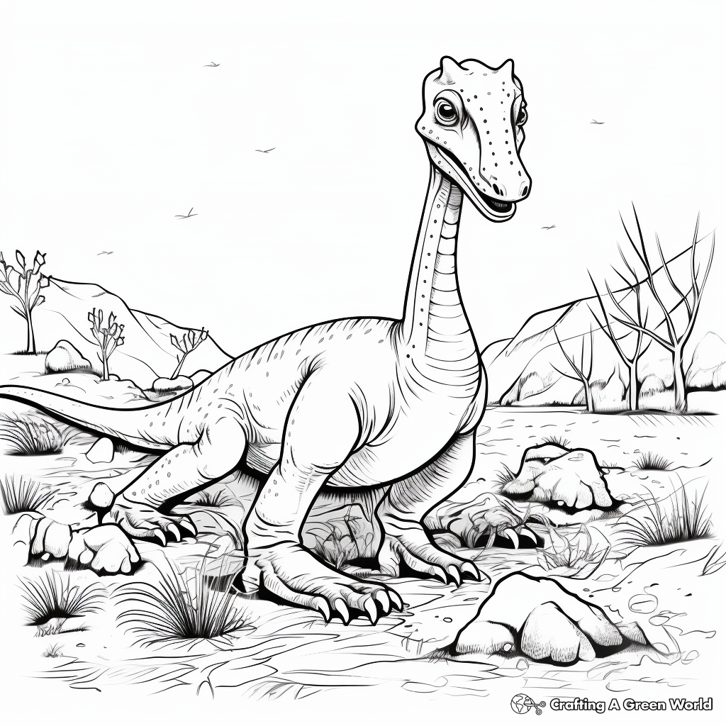 Corythosaurus Fighting for Territory Coloring Pages 1