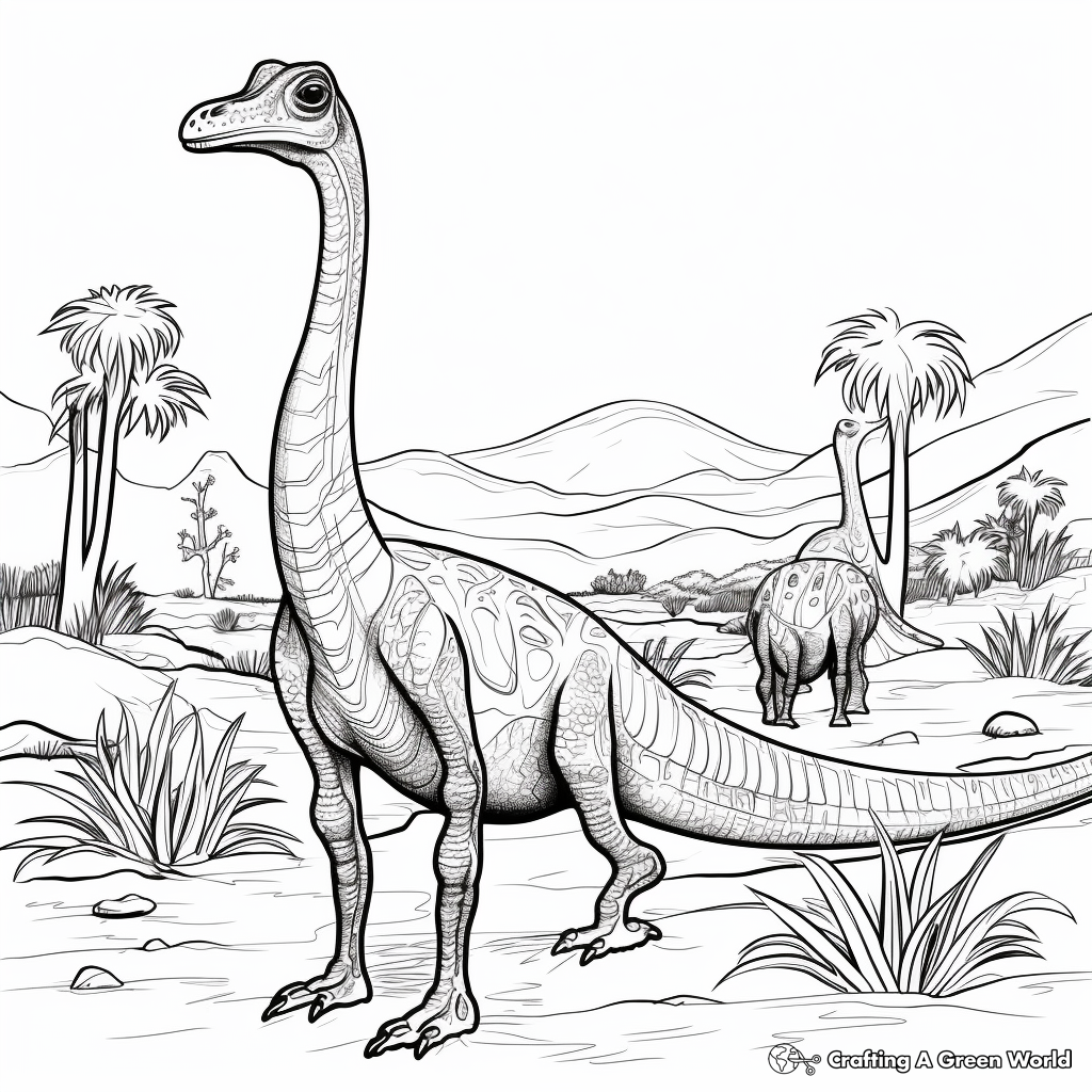 Corythosaurus Fighting for Territory Coloring Pages 4