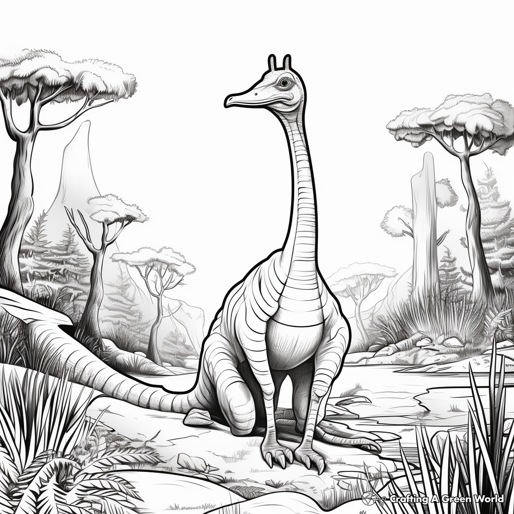 Corythosaurus in its Natural Habitat Coloring Pages 1