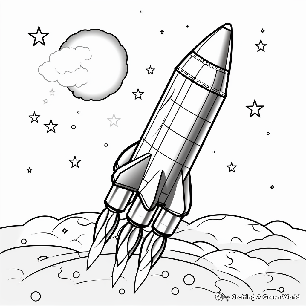 Cosmic Rocket and Planets Coloring Pages 2