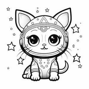Cosmic Space Cat Coloring Pages for Artists 2
