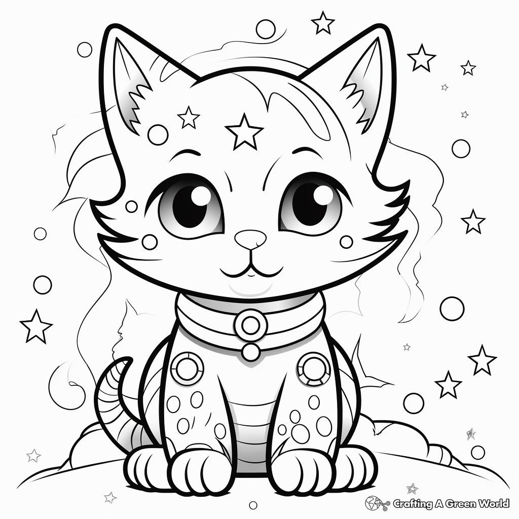 Cosmic Space Cat Coloring Pages for Artists 3