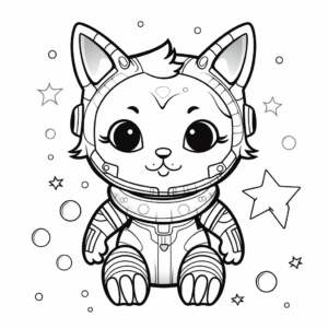 Cosmic Space Cat Coloring Pages for Artists 4