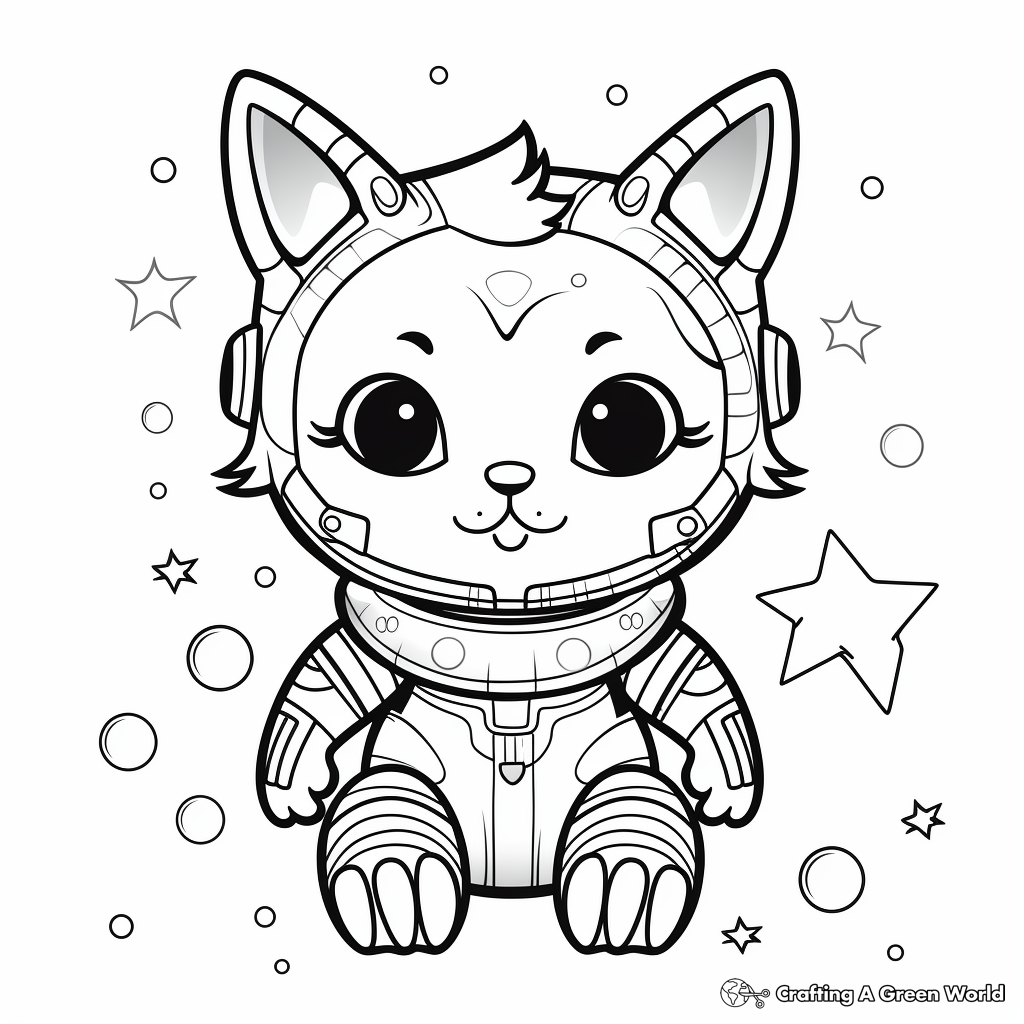 Cosmic Space Cat Coloring Pages for Artists 4