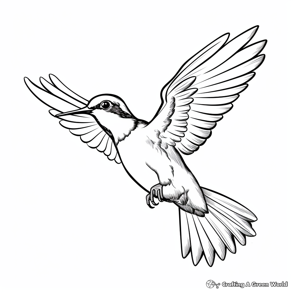 Costa's Hummingbird in Flight Coloring Pages 4