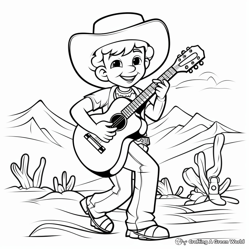 Country Western Music Coloring Pages 1