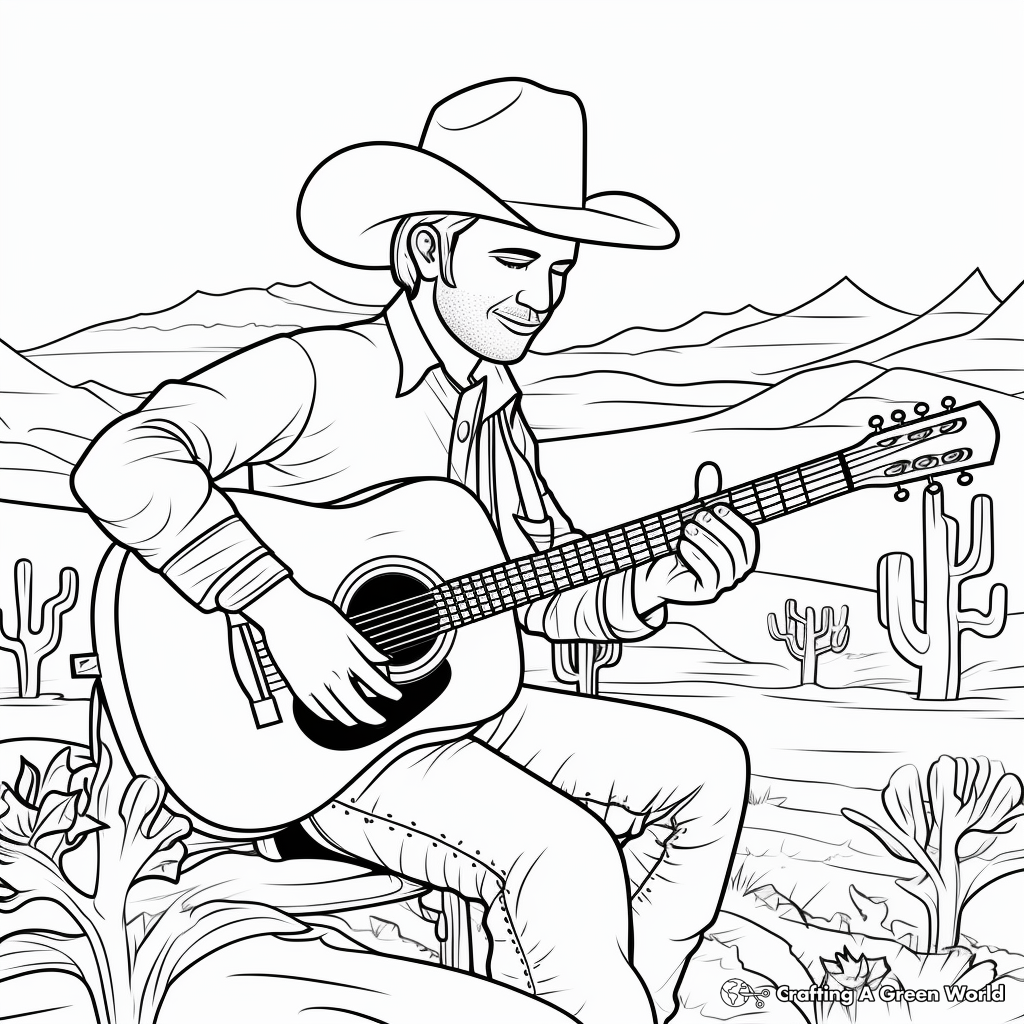Country Western Music Coloring Pages 3