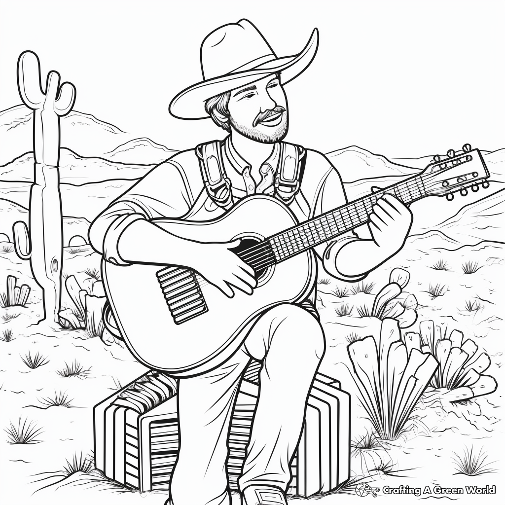 Country Western Music Coloring Pages 4
