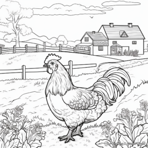 Countryside Chicken Scene Coloring Pages 3