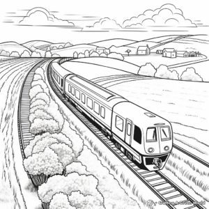 Countryside Scenic Train Journey Coloring Pages 1