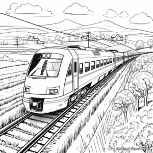 Countryside Scenic Train Journey Coloring Pages 2