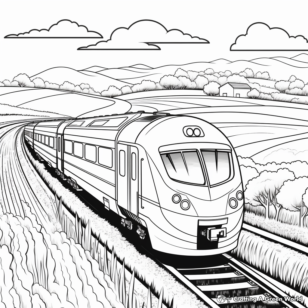 Countryside Scenic Train Journey Coloring Pages 4