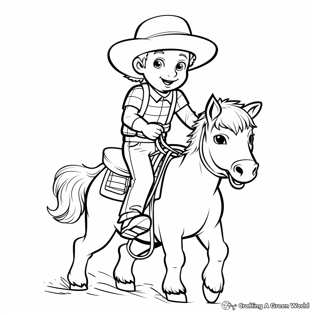 Cowboy Riding a Horse Cartoon Coloring Pages 1