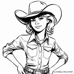 Cowgirl Hat Coloring Pages for Kids 2