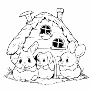 Cozy Burrow: Bunny Family Home Coloring Pages 4