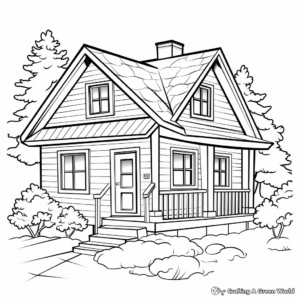 Cozy Cabin in the Woods Coloring Pages 1