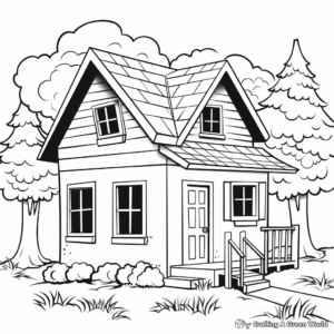 Cozy Cabin in the Woods Coloring Pages 2