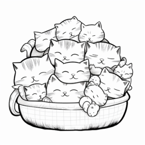 Cozy Cat Pack Sleeping Coloring Pages 4