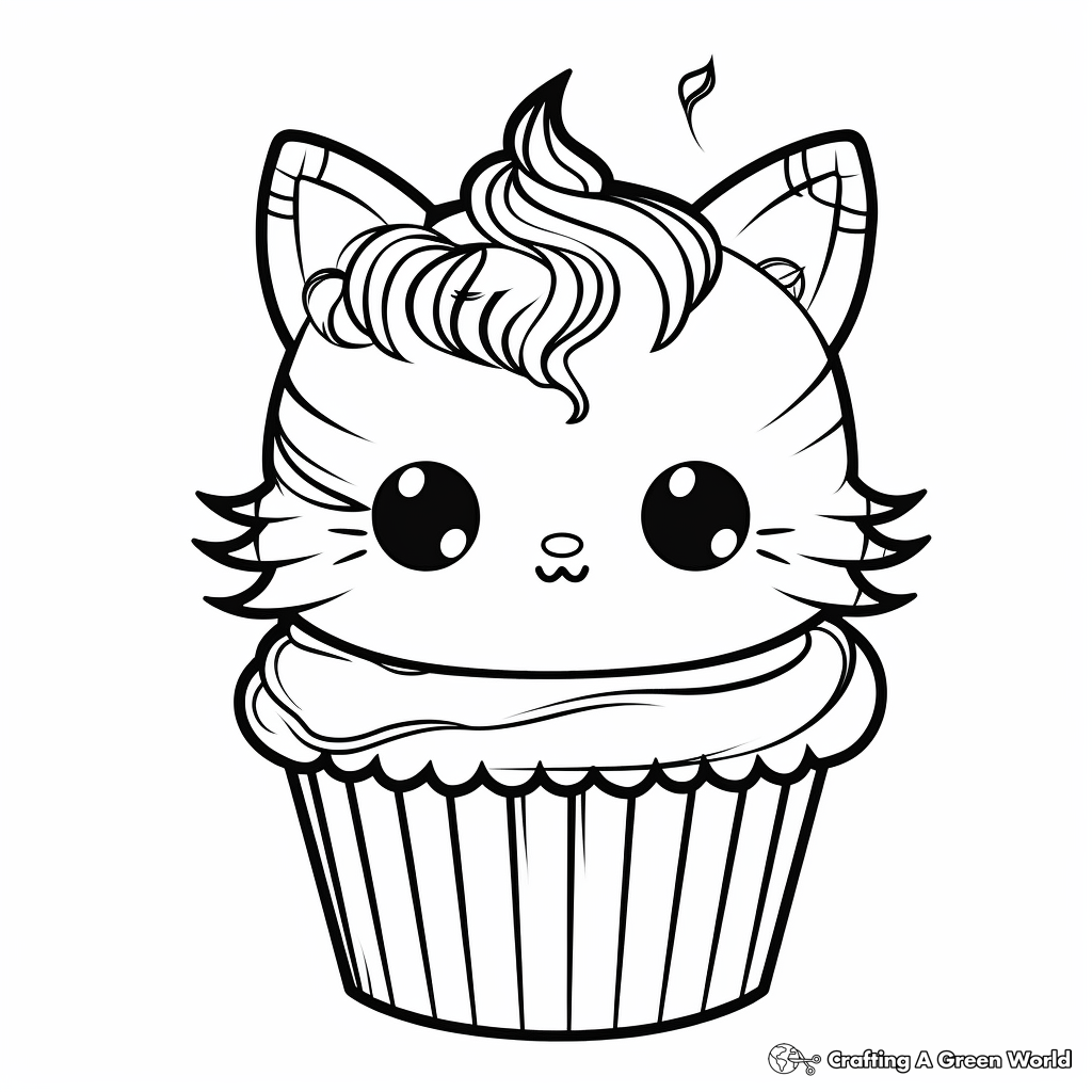 Cozy Cat with Warm Cupcake Coloring Pages 3
