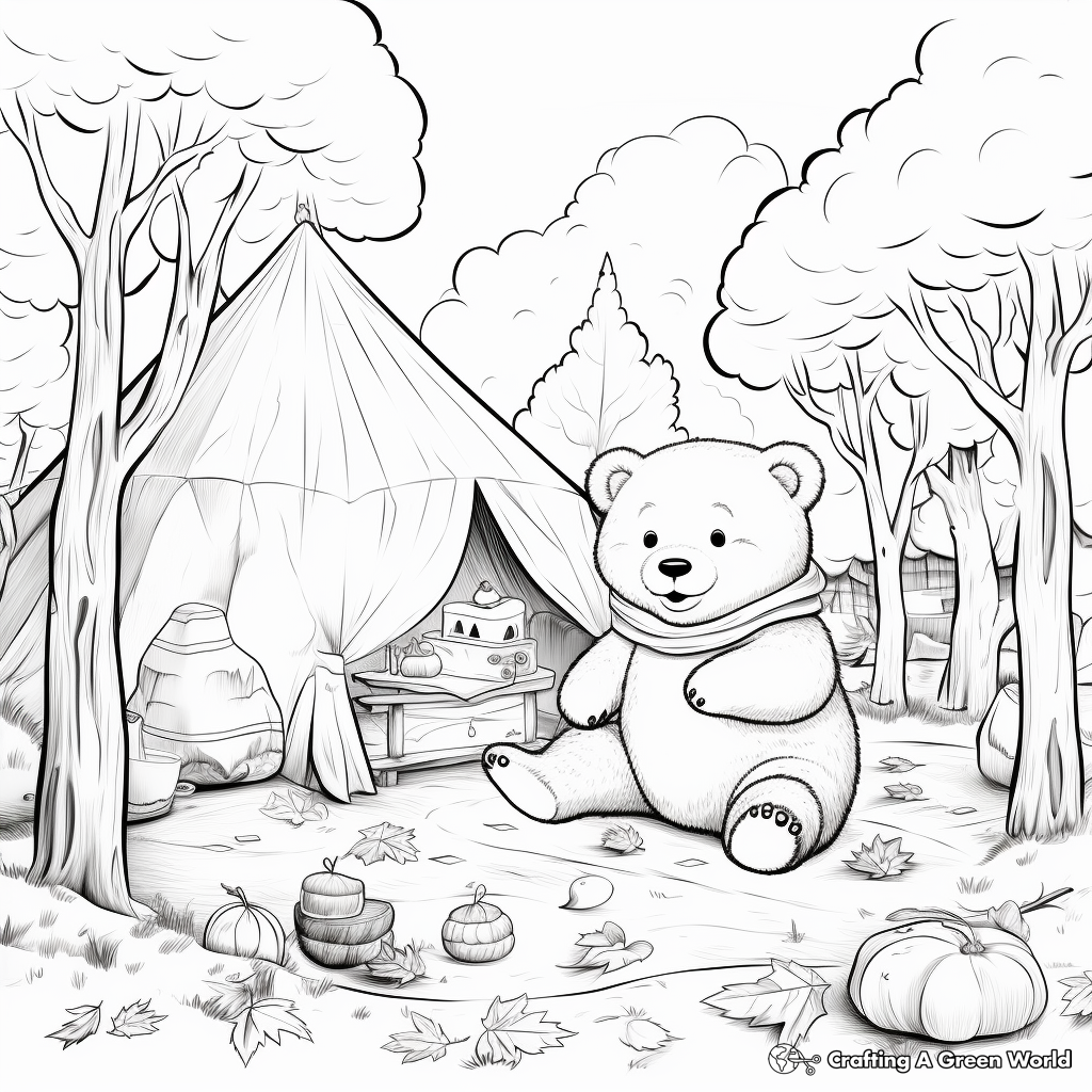 Cozy Fall Bear Hunt Coloring Pages 1