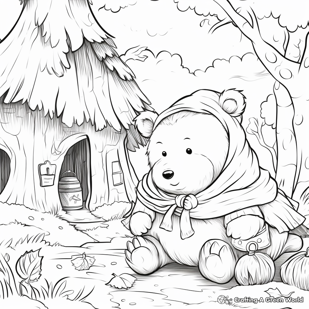 Cozy Fall Bear Hunt Coloring Pages 2