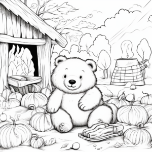 Cozy Fall Bear Hunt Coloring Pages 4
