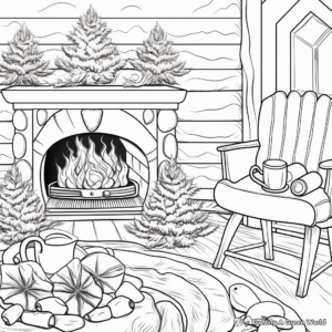 Cozy Fireplace Winter Solstice Coloring Pages 3