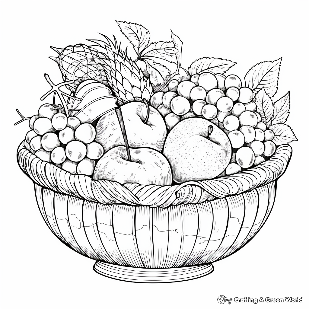 Cozy Fruit Basket Coloring Pages for Relaxation 1