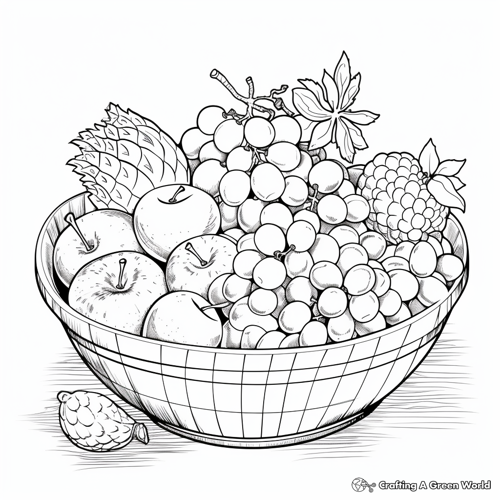 Cozy Fruit Basket Coloring Pages for Relaxation 4