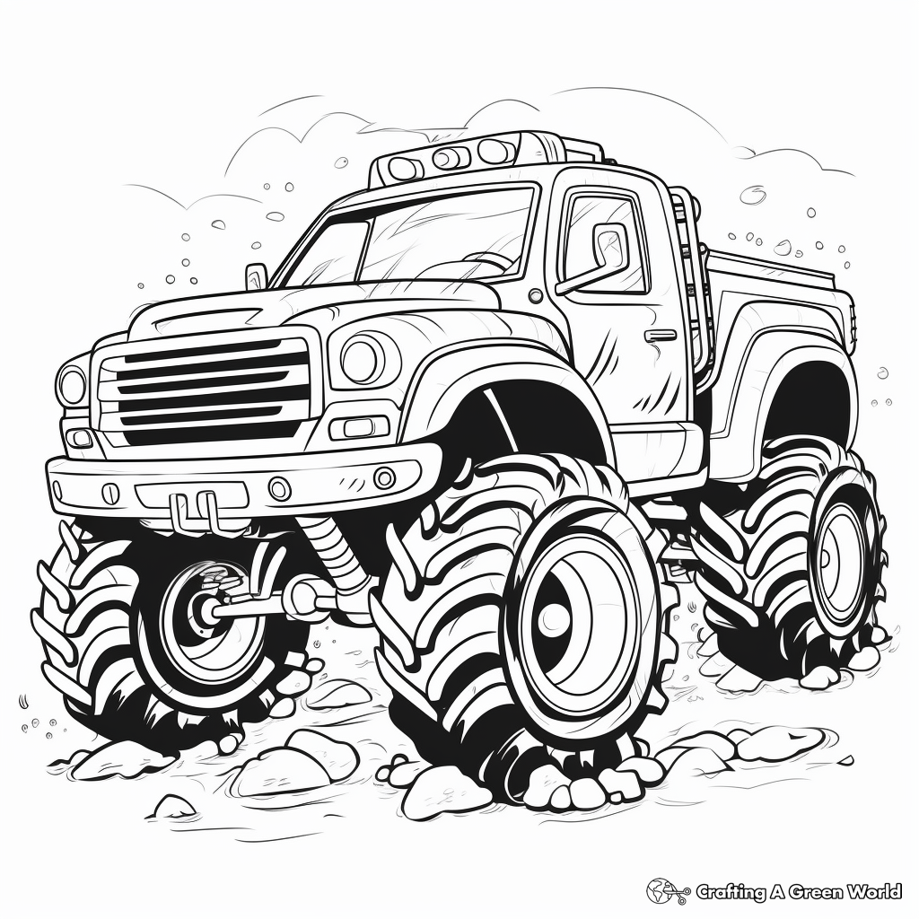 Crafty RC Mud Truck Coloring Pages for Hobbyists 2