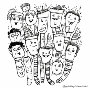Crazy Slumber Party Socks Coloring Pages 4