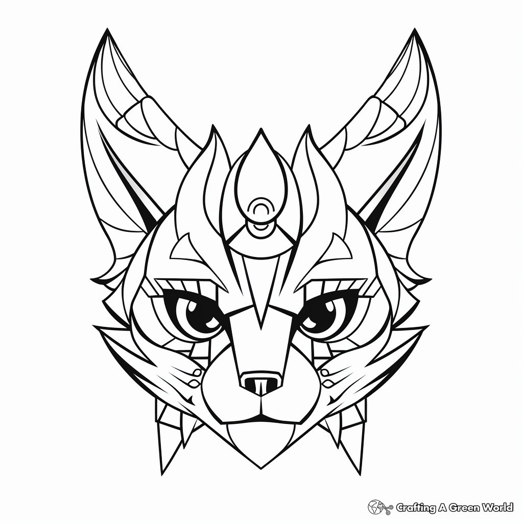 Creative Abstract Cat Head Coloring Pages 1
