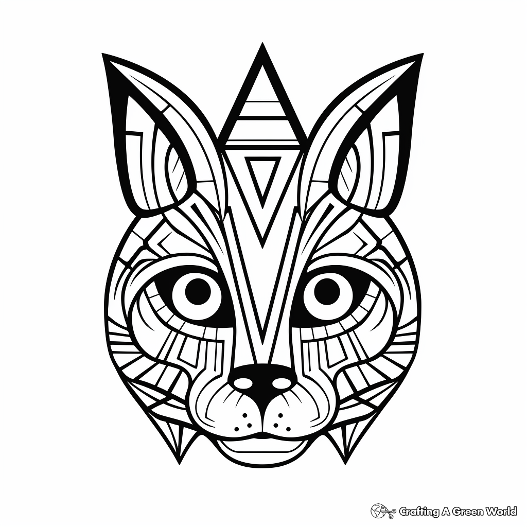 Creative Abstract Cat Head Coloring Pages 2