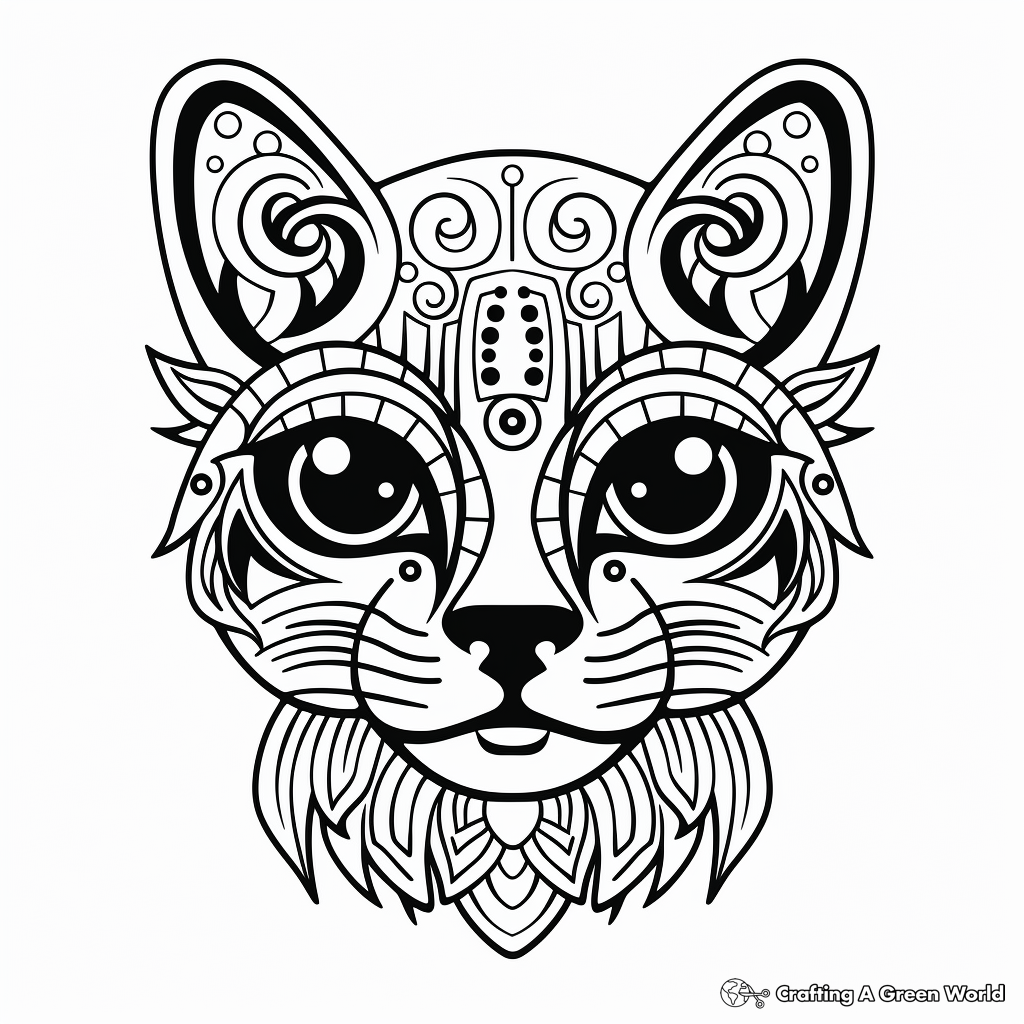 Creative Abstract Cat Head Coloring Pages 3