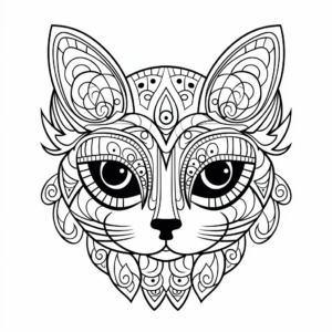 Creative Abstract Cat Head Coloring Pages 4