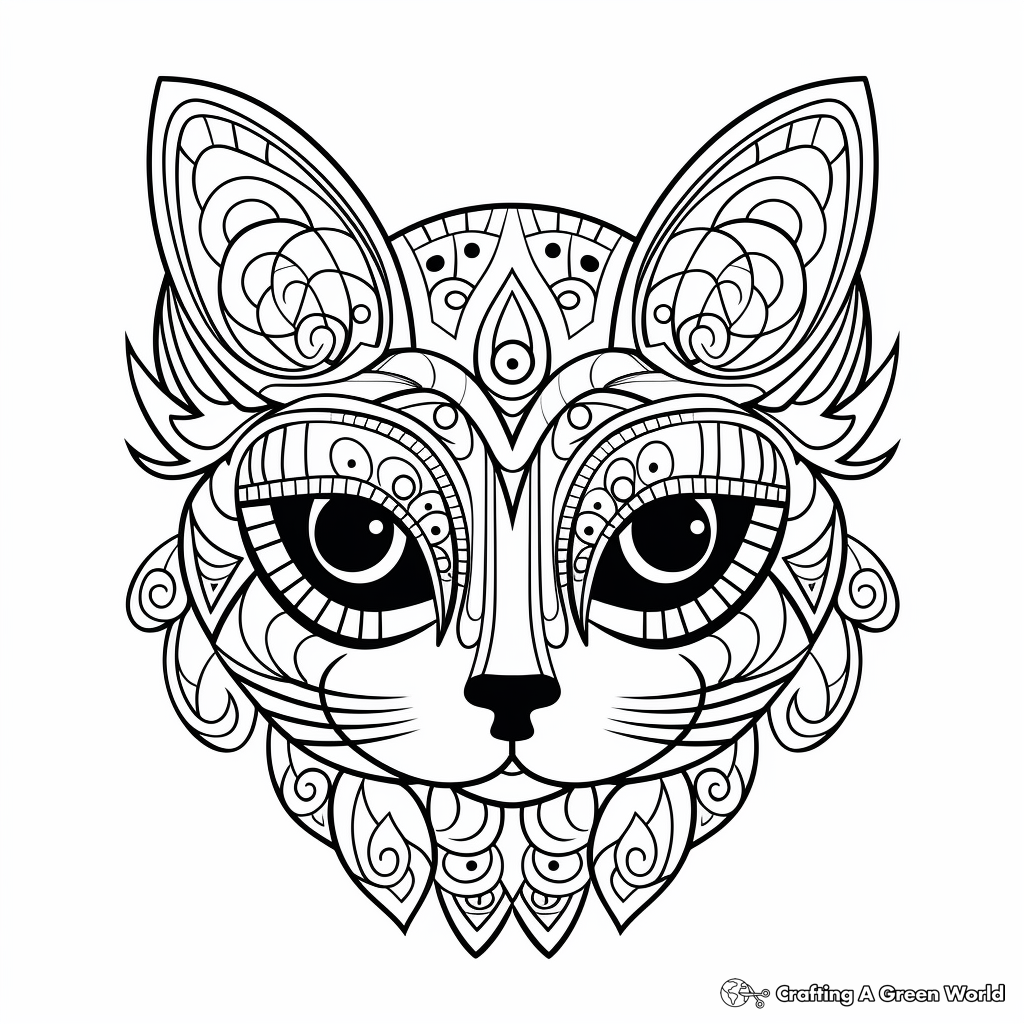 Creative Abstract Cat Head Coloring Pages 4