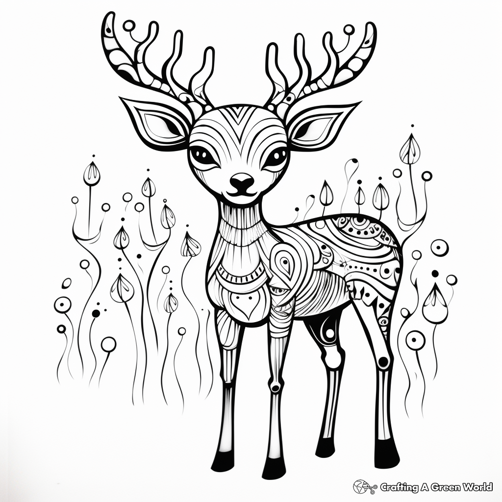 Creative Abstract Deer Coloring Pages 2