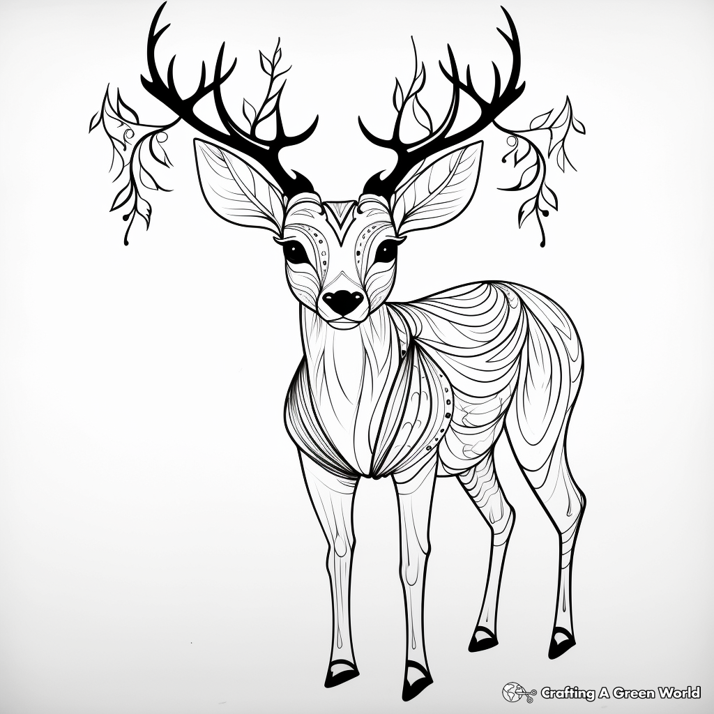 Creative Abstract Deer Coloring Pages 4