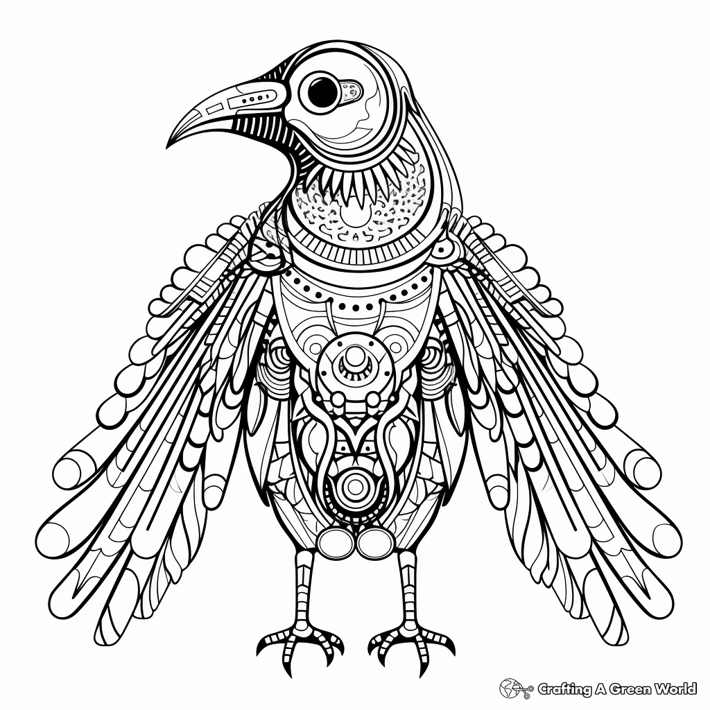 Creative Abstract Raven Coloring Pages for Artists 4