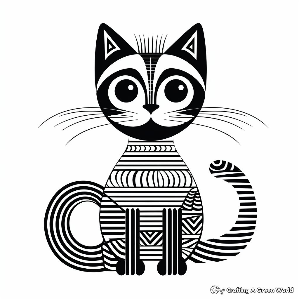 Creative Abstract Striped Cat Coloring Pages 3