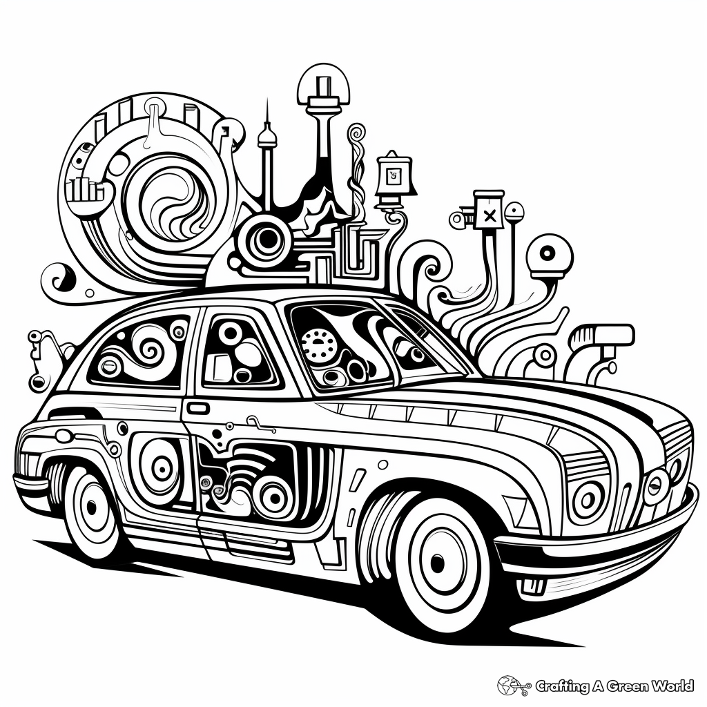 Creative Artistic Abstract Car Coloring Pages 4