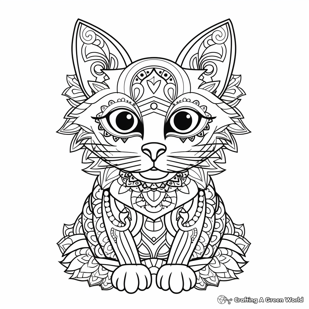 Creative Cat Mandala Coloring Pages 1