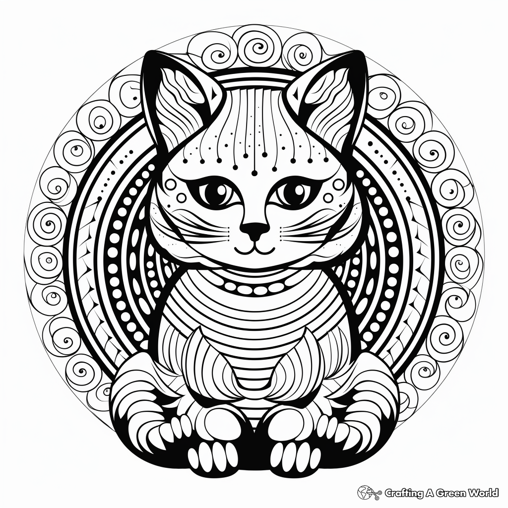 Creative Cat Mandala Coloring Pages 3