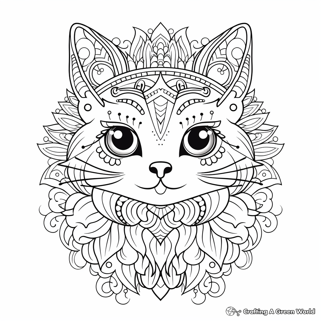 Creative Cat Mandala Coloring Pages 4